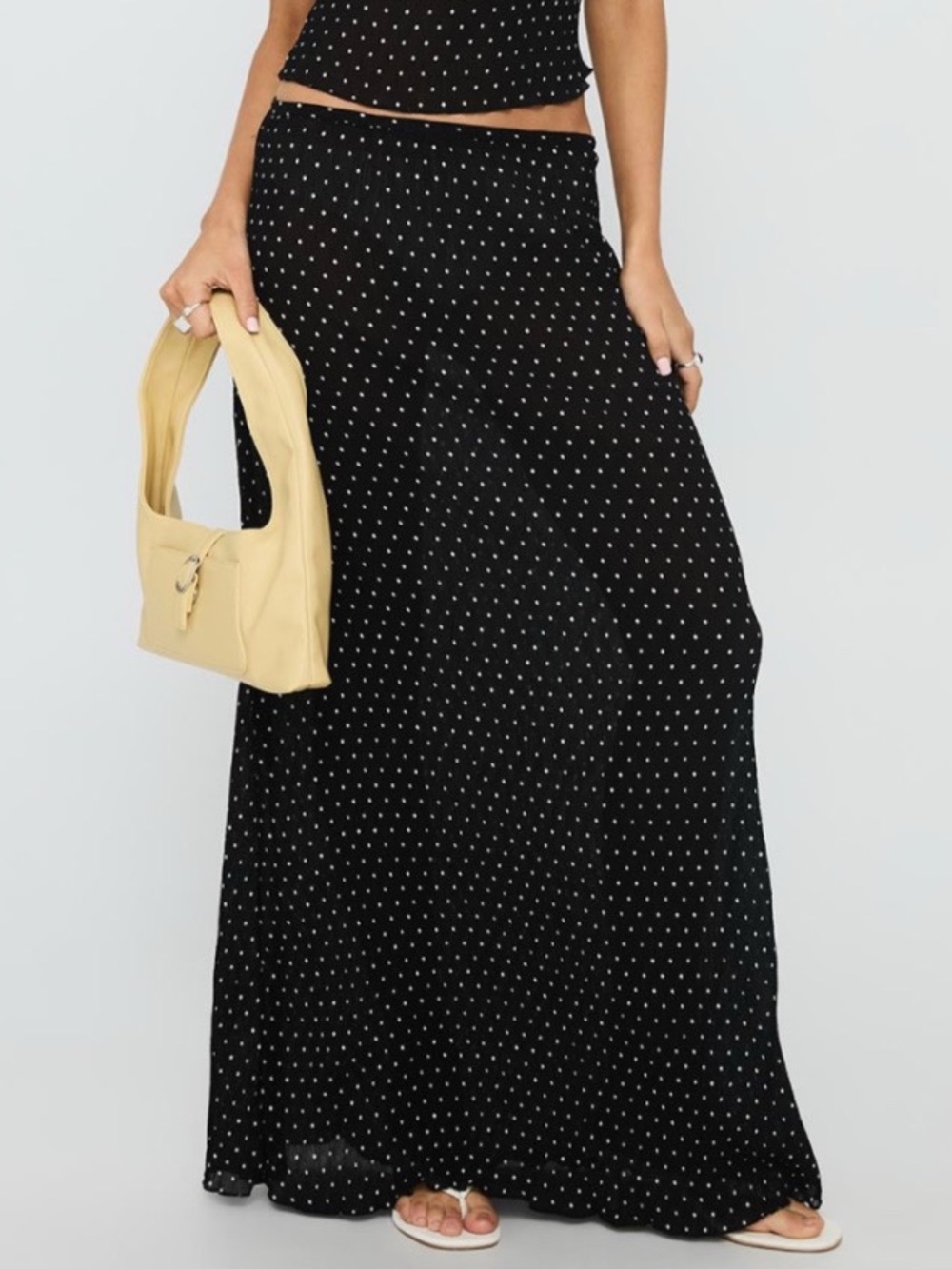LIONESS Ford Maxi Skirt Onyx Polka Dot